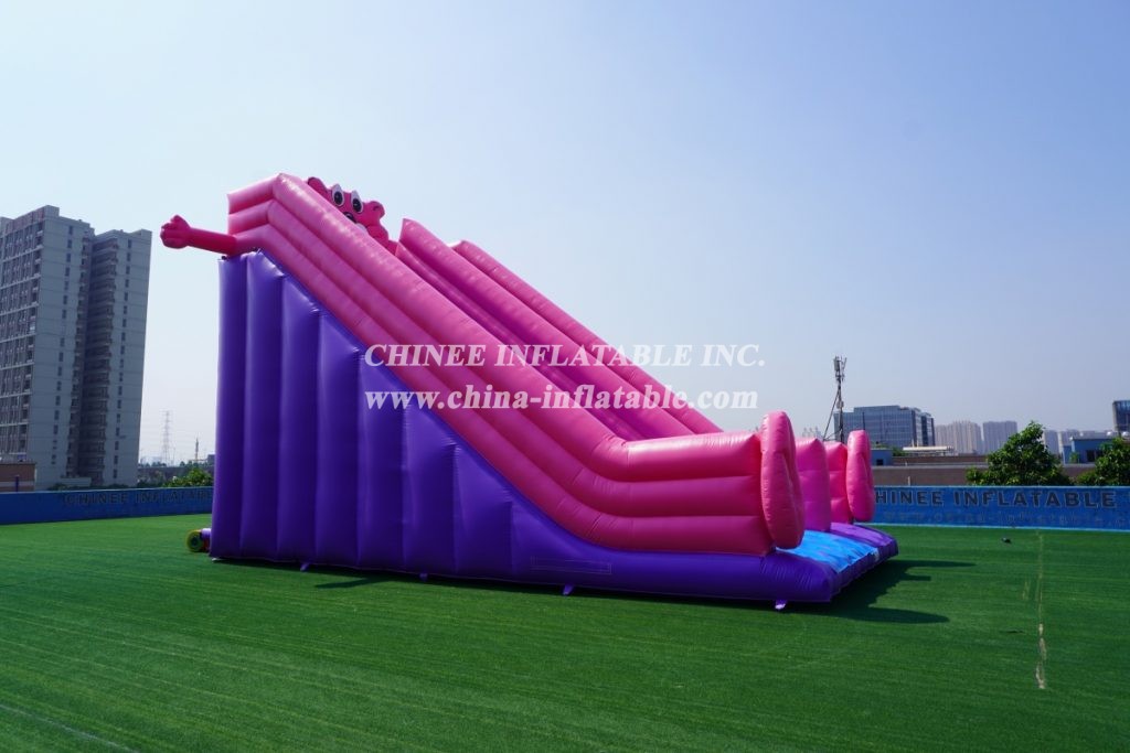 T8-704 Pink Panther Theme Giant Inflatable Slide Kids Outdoor Party Event