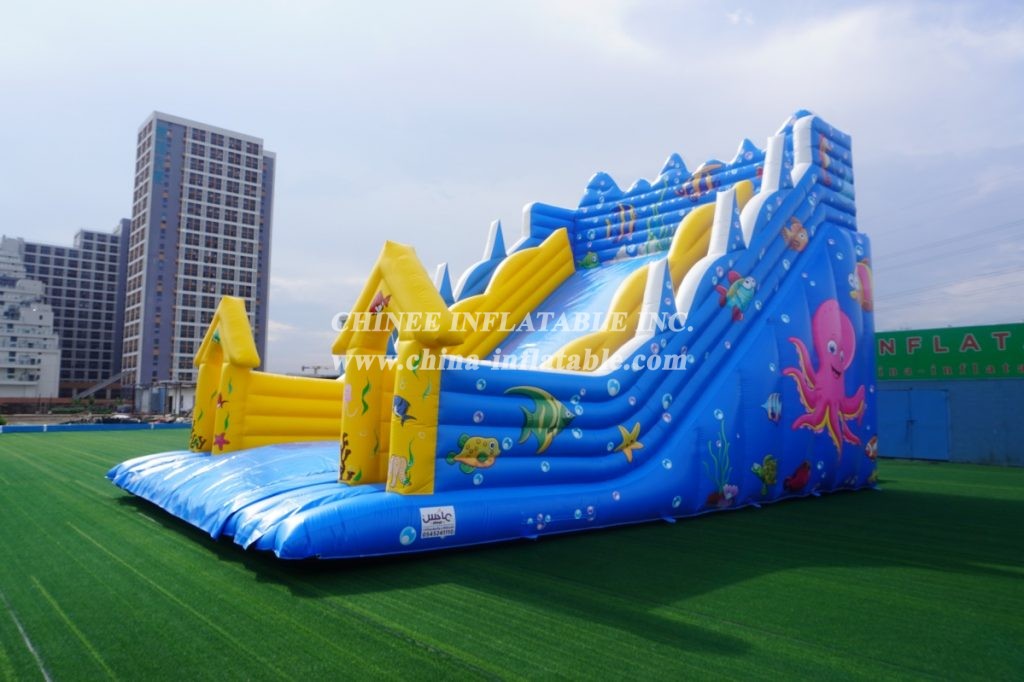 T8-338 Sea World Theme Outdoor Giant Inflatable Slide Bouncy Castle For Kids