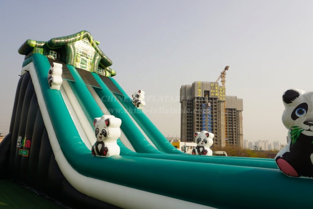 T8-4021B Inflatable Panda-Themed Bamboo Slide