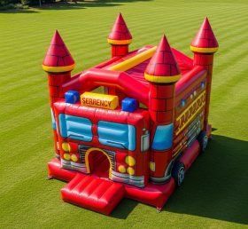T5-2636 Firetruck Theme Inflatable Castl...