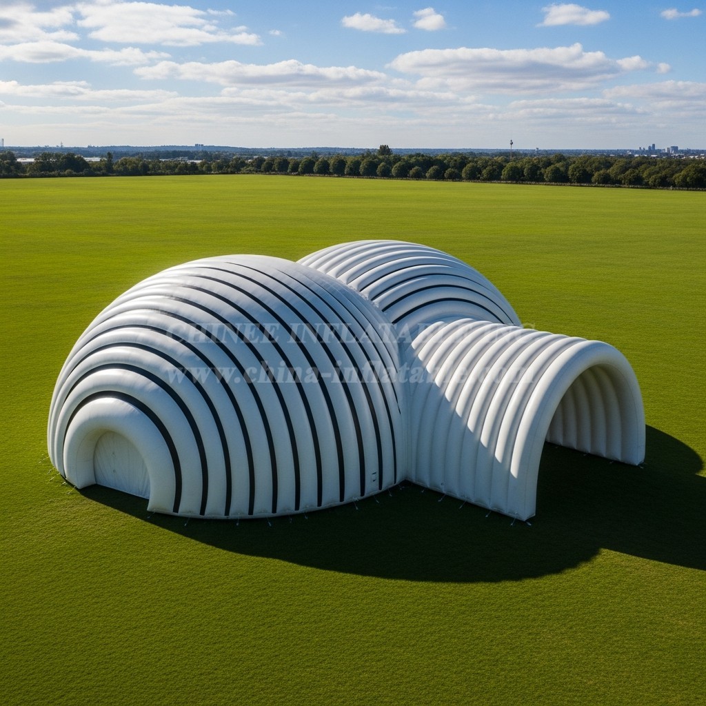 Tent1-6262 Striped Tunnel Inflatable Dome